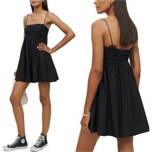Reformation Catarina Dress Cotton Mini dress Size 10 Black.
